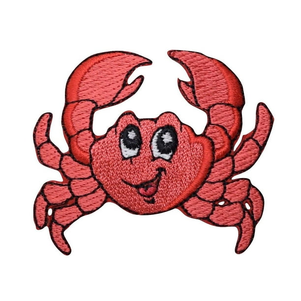 IRON ON PATCH APPLIQUE CRAB LARGE RED 